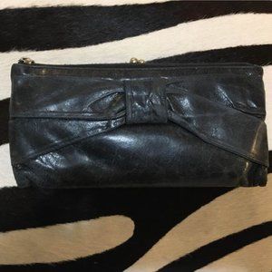 BLACK LEATHER BOW HOBO